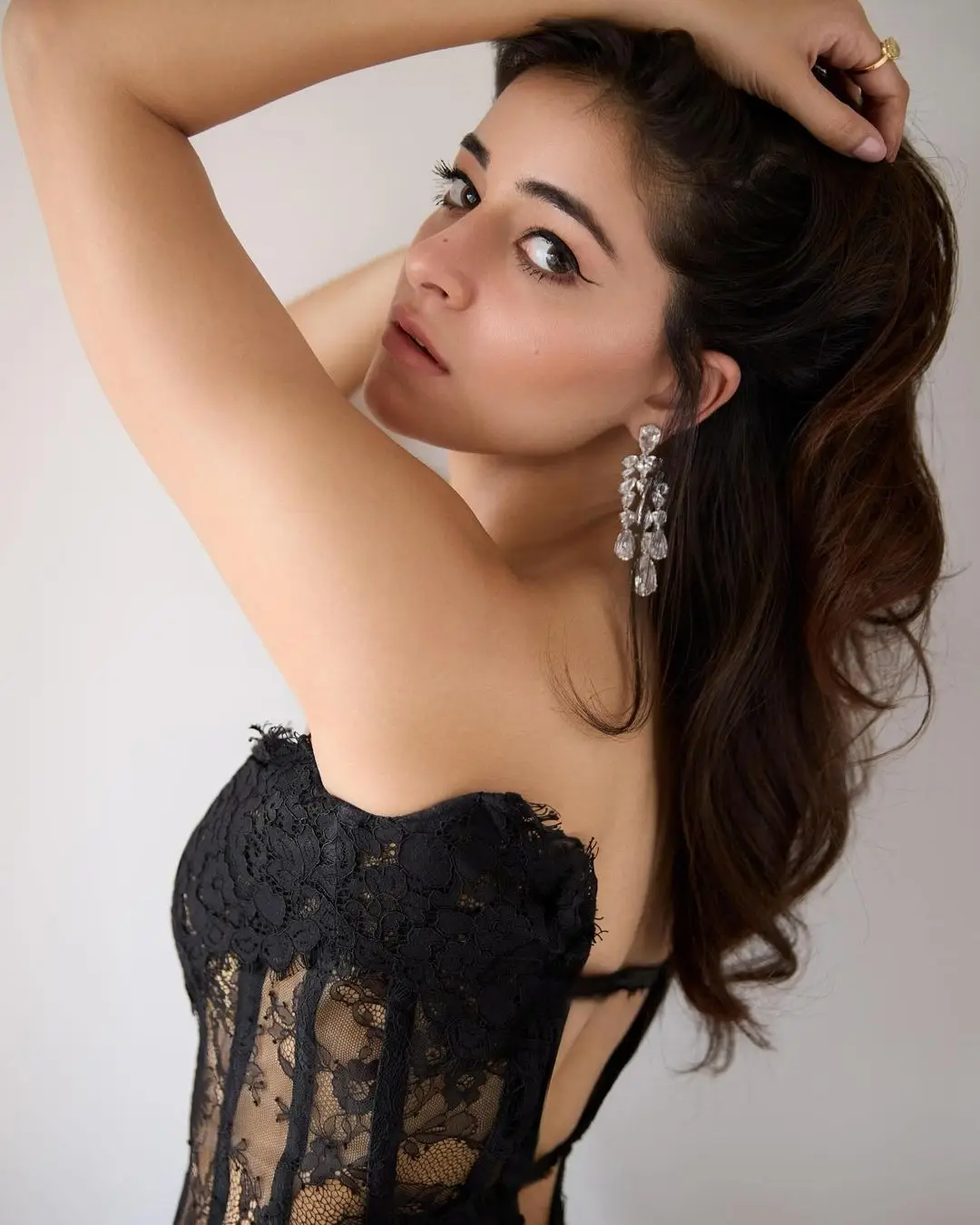 Hindi Actress Ananya Panday In Black Designer Lehenga Choli